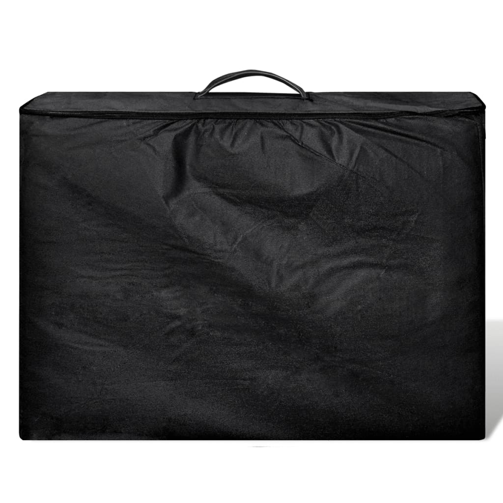 Sort sammenfoldeligt massagebord, 3 zoner med aluminiumsramme