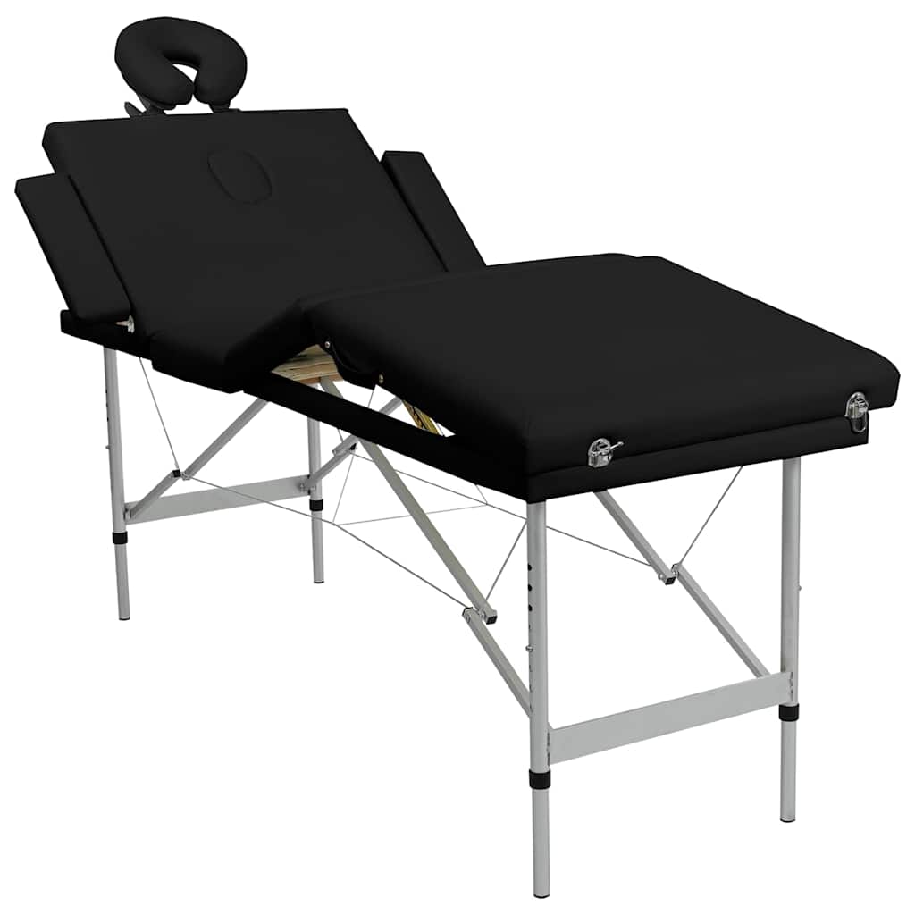 massagebord foldbart 4 zoner aluminiumsstel sort