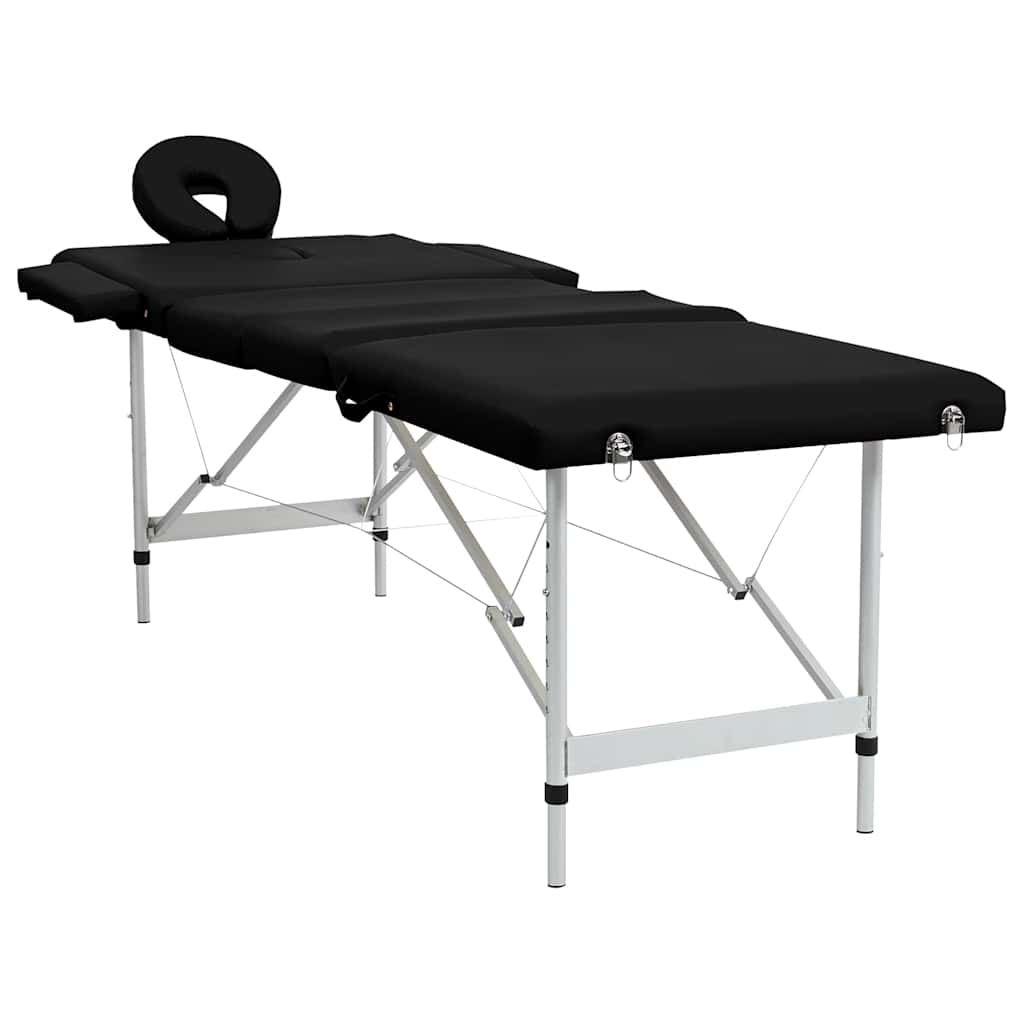 massagebord foldbart 4 zoner aluminiumsstel sort