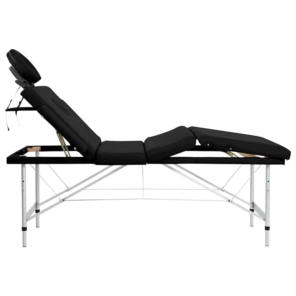 massagebord foldbart 4 zoner aluminiumsstel sort