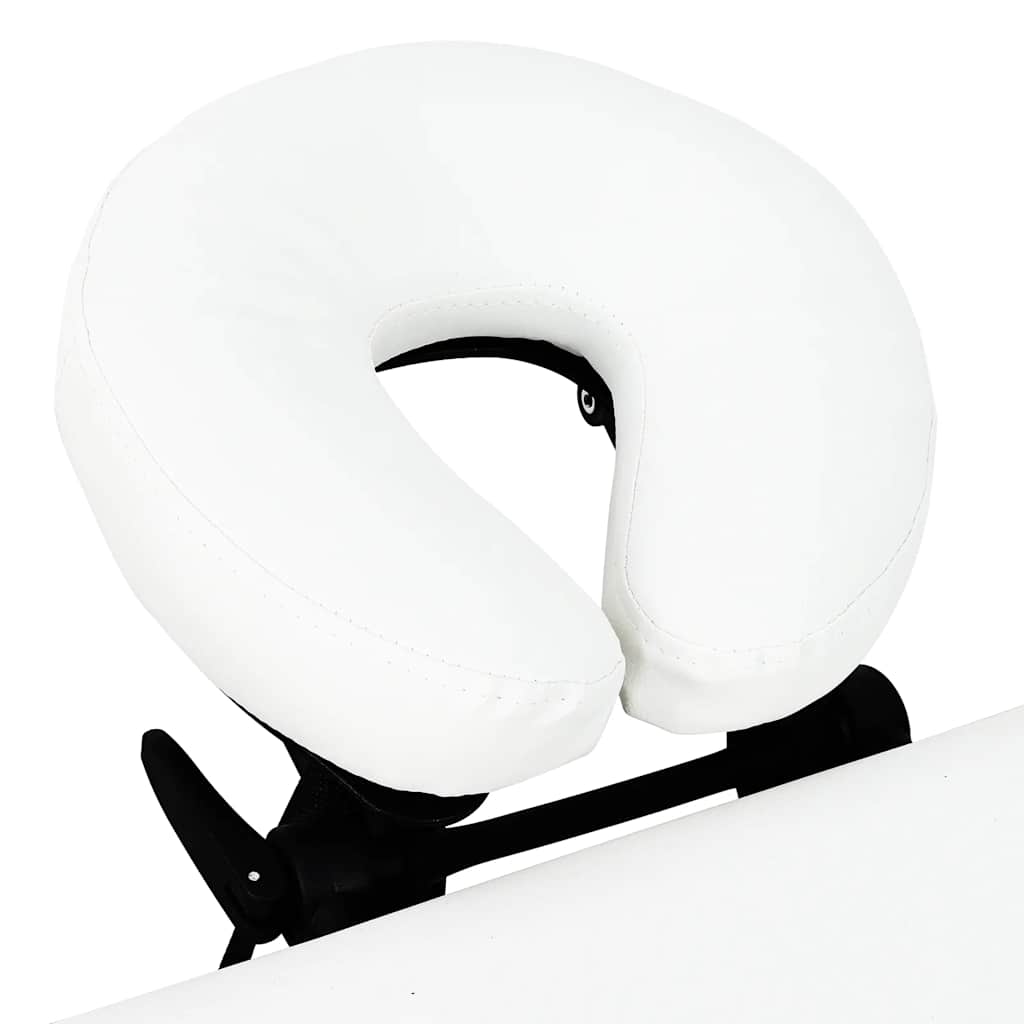 Cremefarvet sammenfoldeligt massagebord med aluminiumsstel,4 zoner