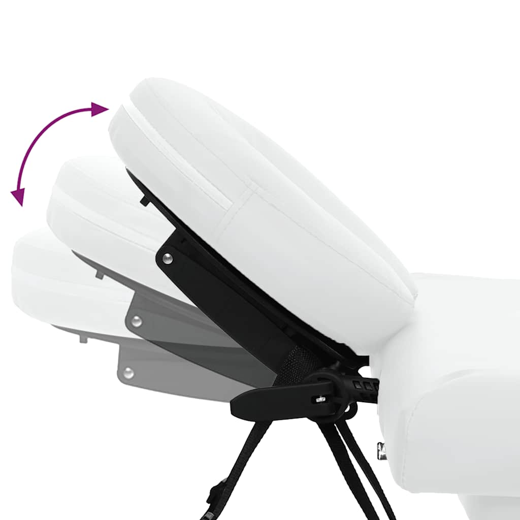 Cremefarvet sammenfoldeligt massagebord med aluminiumsstel,4 zoner