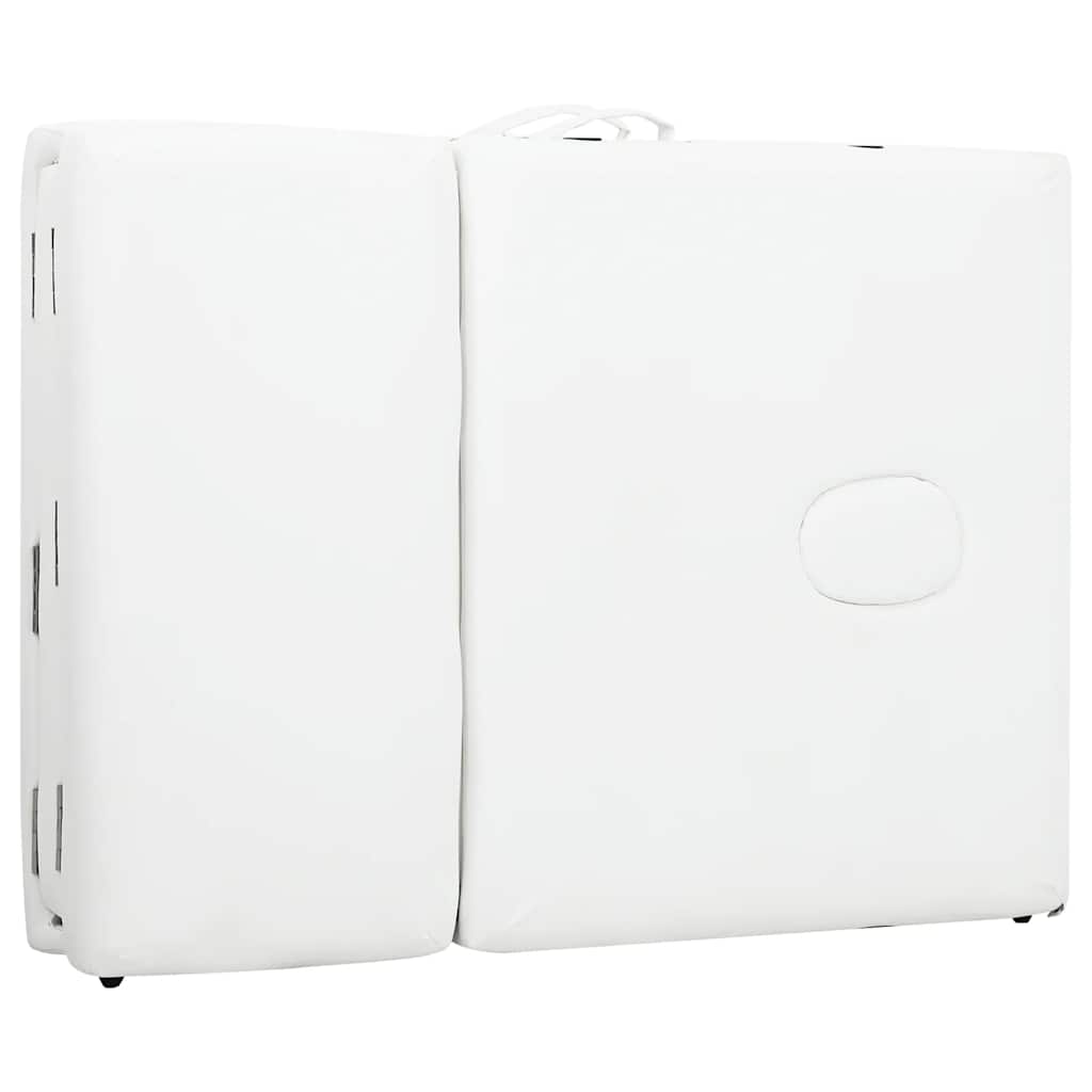 Cremefarvet sammenfoldeligt massagebord med aluminiumsstel,4 zoner