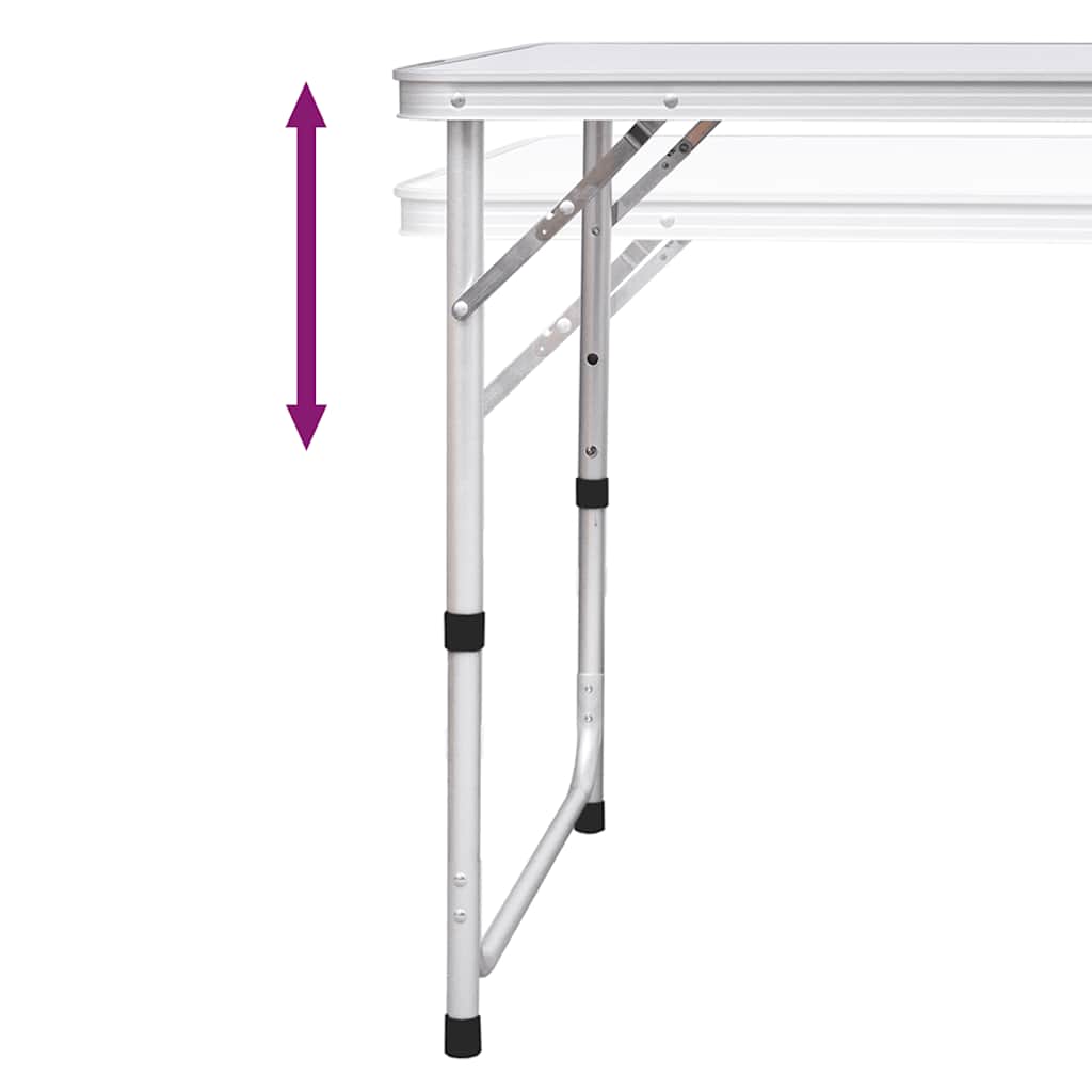 sammenklappeligt campingbord justérbart aluminium 120 x 60 cm