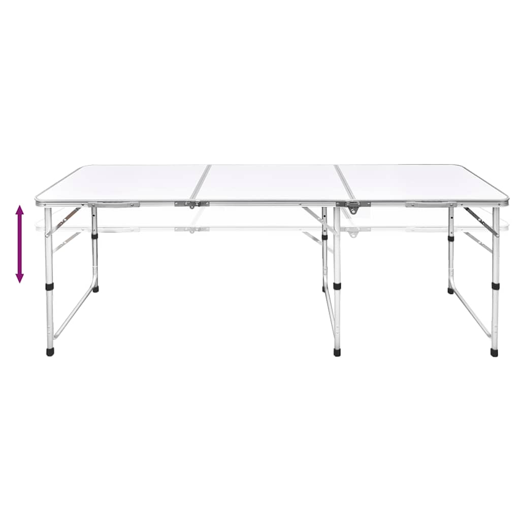 højdejustérbart campingbord og 6 klapstole 180x60 cm