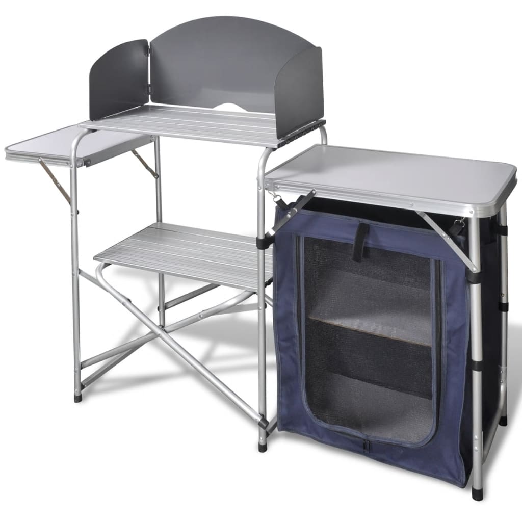 foldbart campingbord med skærm aluminium