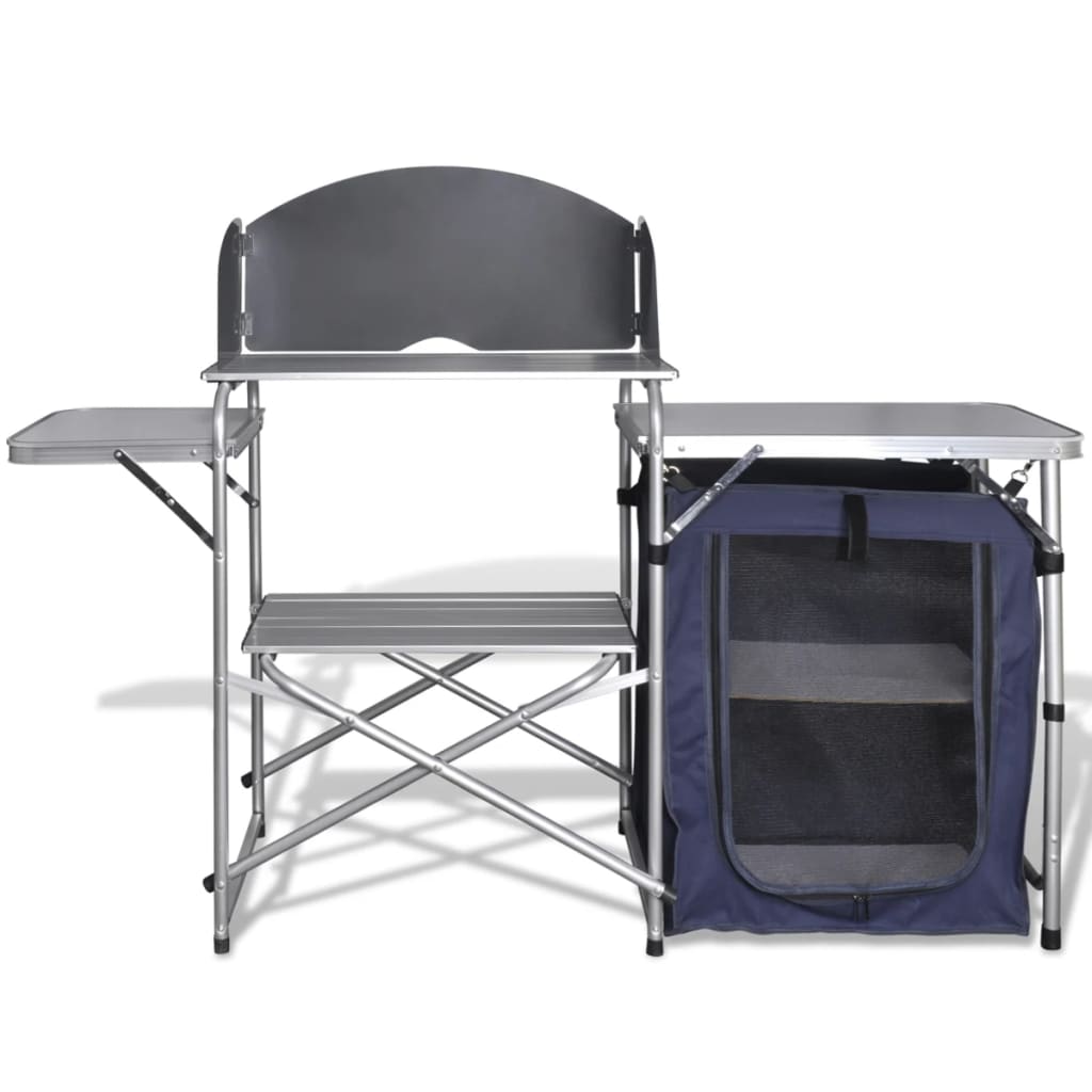 foldbart campingbord med skærm aluminium