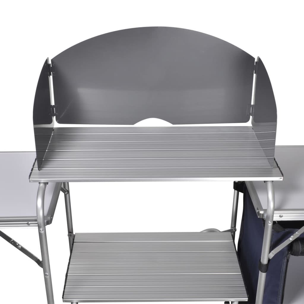 foldbart campingbord med skærm aluminium