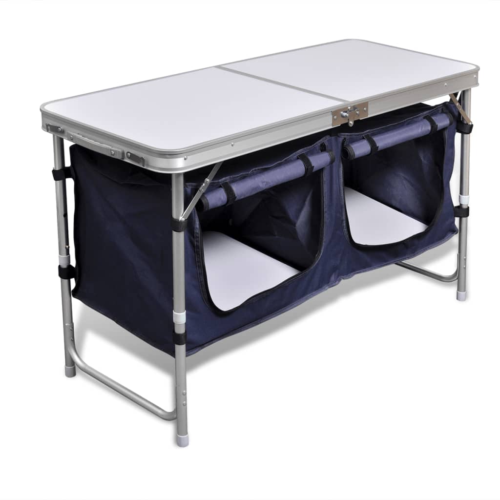 sammenklappeligt campingbord med aluminiumstel