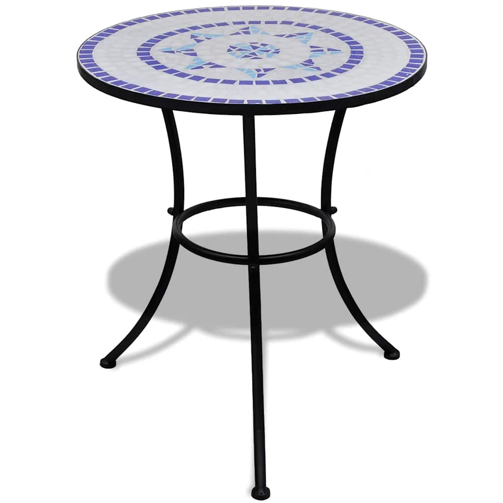 bistrobord 60 cm mosaik blå og hvid