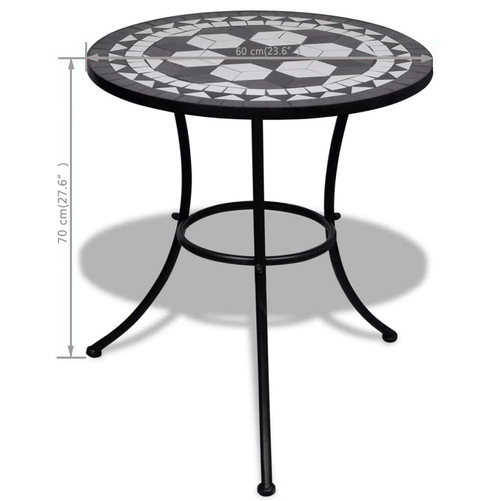 bistrobord 60 cm mosaik sort og hvid