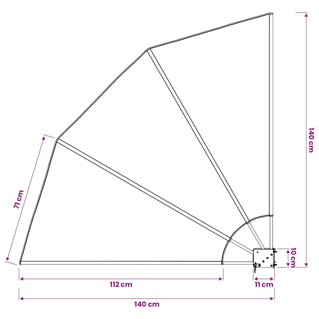 sammenklappelig sidemarkise til altan grå 140 x 140 cm