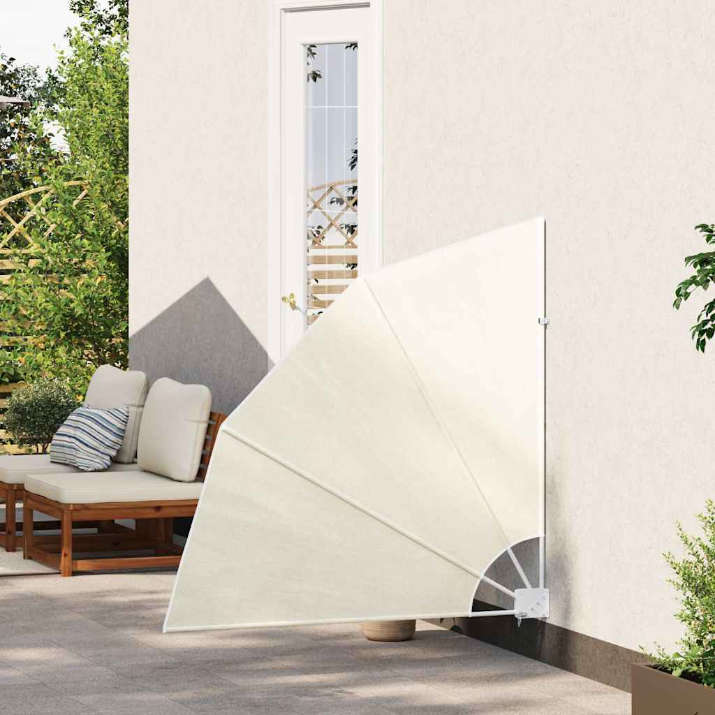 sammenklappelig sidemarkise til altan cremefarvet 140 x 140 cm