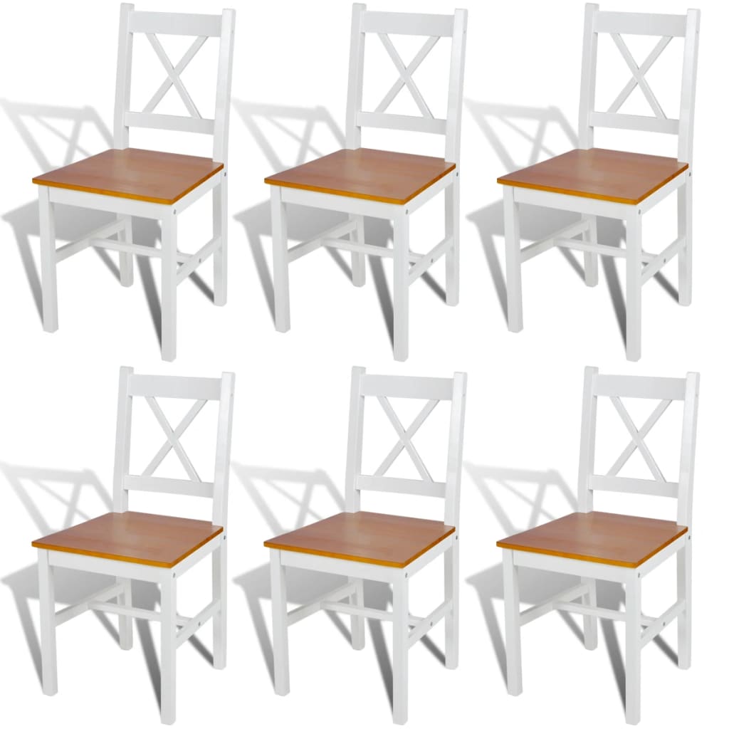 spisebordsstole 6 stk. fyrretræ hvid