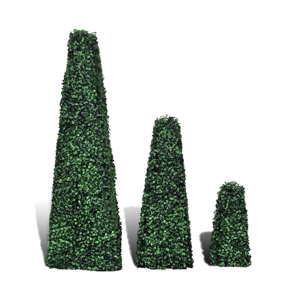 kunstig pyramide-planteskulptursæt 3 dele 95 cm