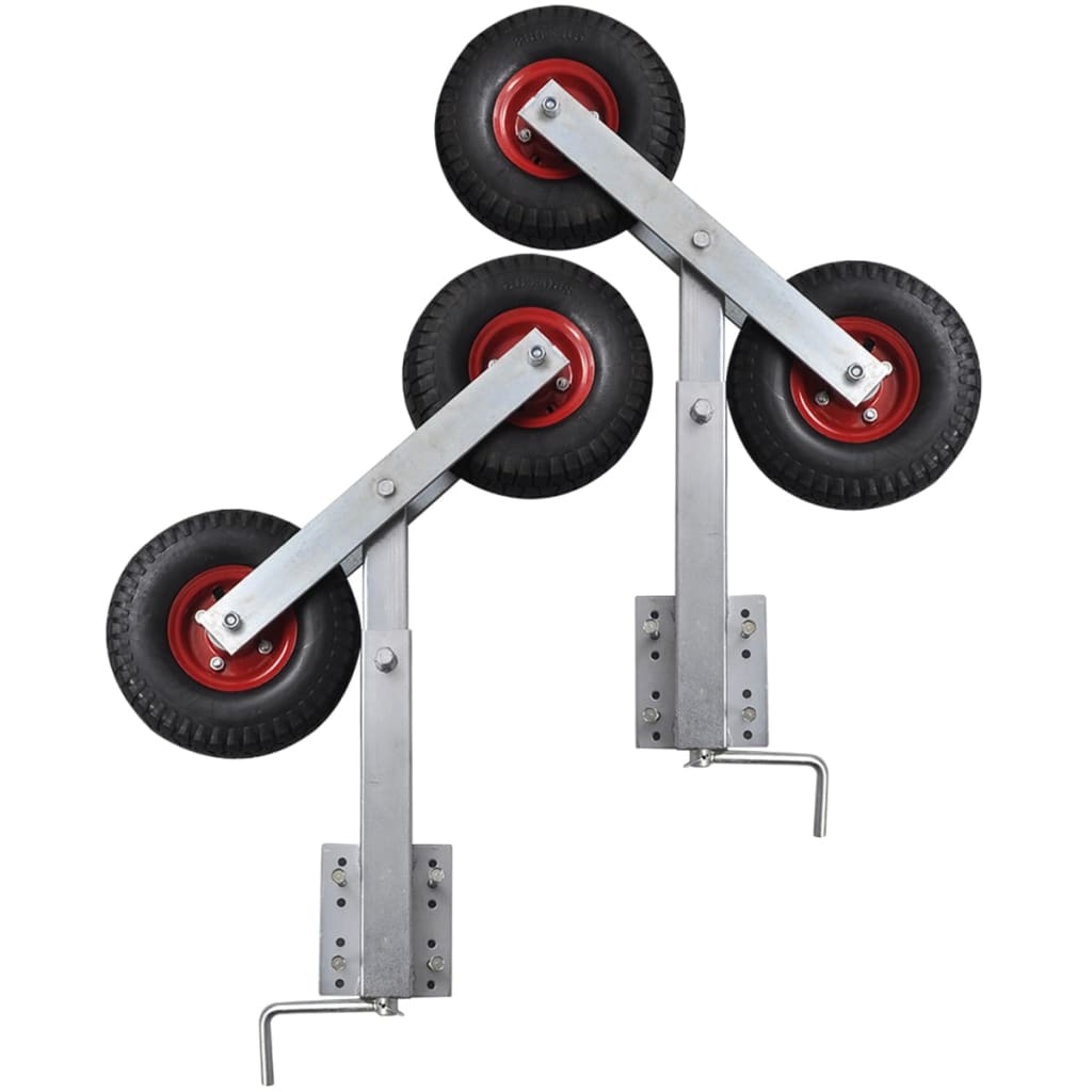 stævnstøttesæt med dobbelthjul til bådtrailer 2 stk. 59-84 cm