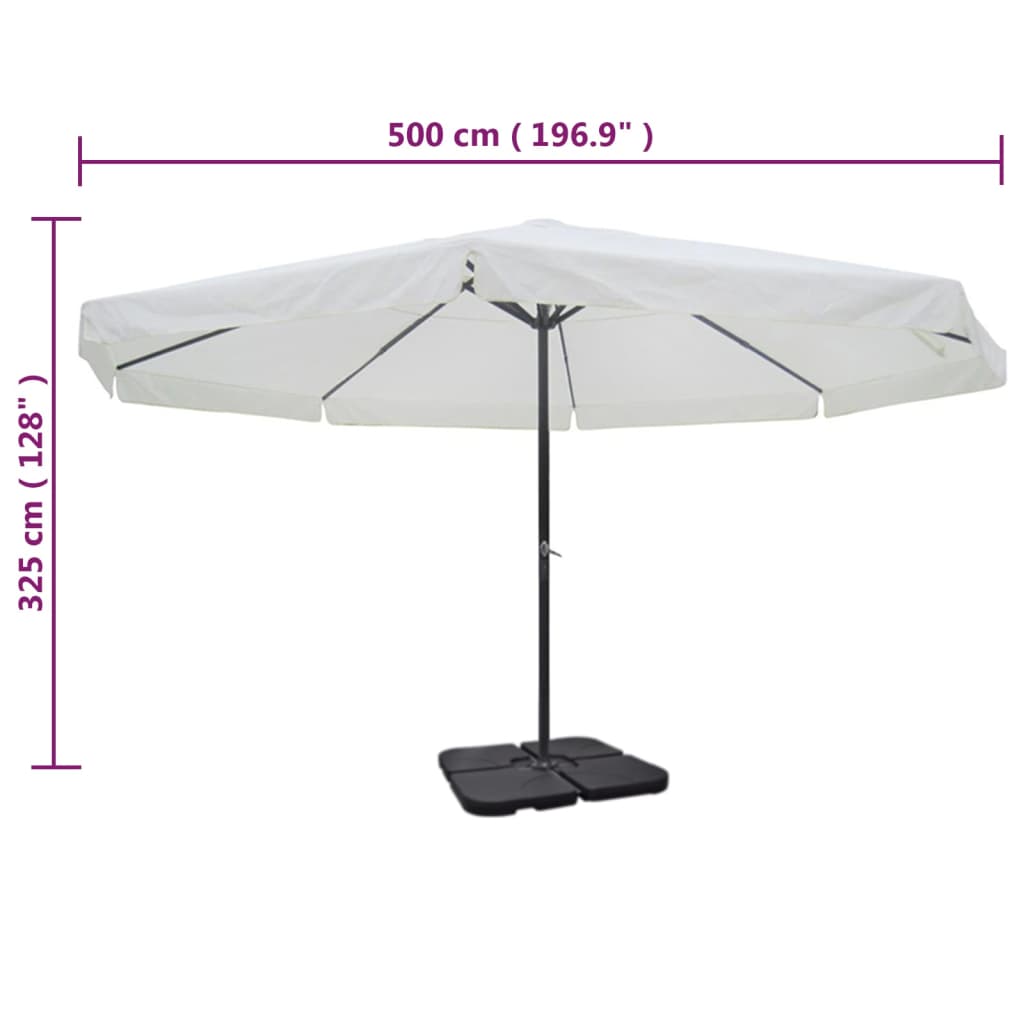 haveparasol med transportabel fod aluminium hvid