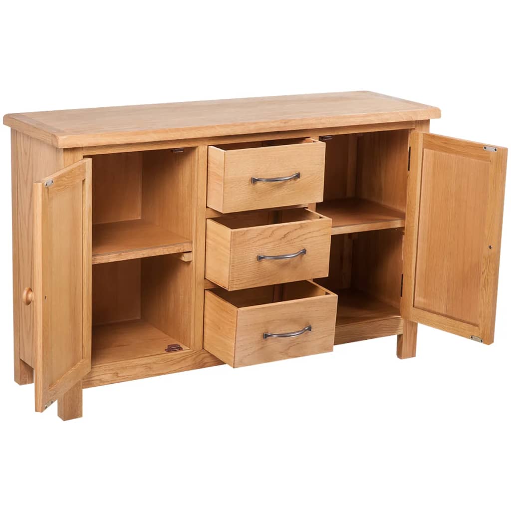 skænk med 3 skuffer 110x33,5x70 cm massivt egetræ