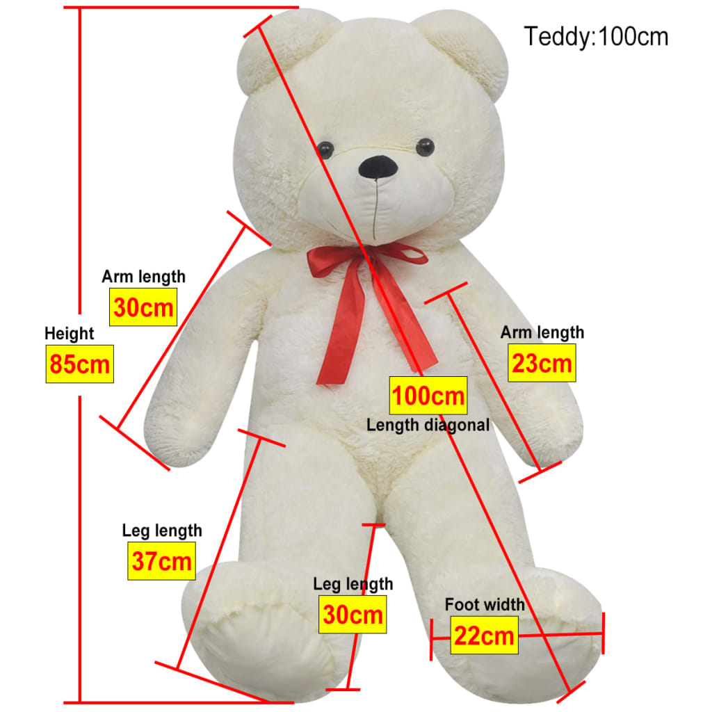 blød plysbamse XXL 85 cm hvid