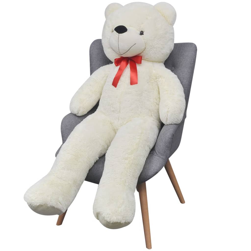 blød plysbamse XXL 135 cm hvid
