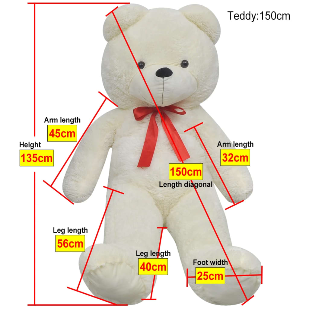 blød plysbamse XXL 135 cm hvid