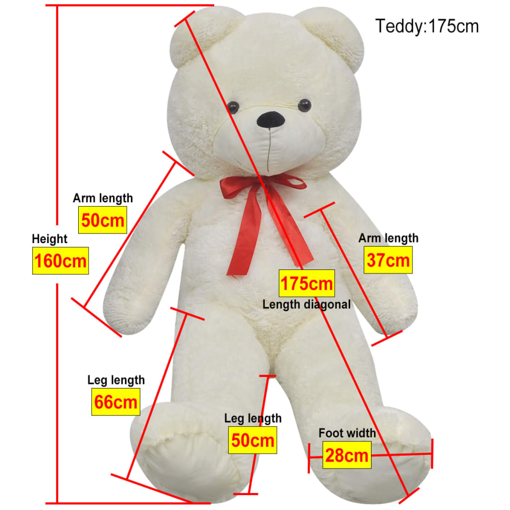 blød plysbamse XXL 160 cm hvid