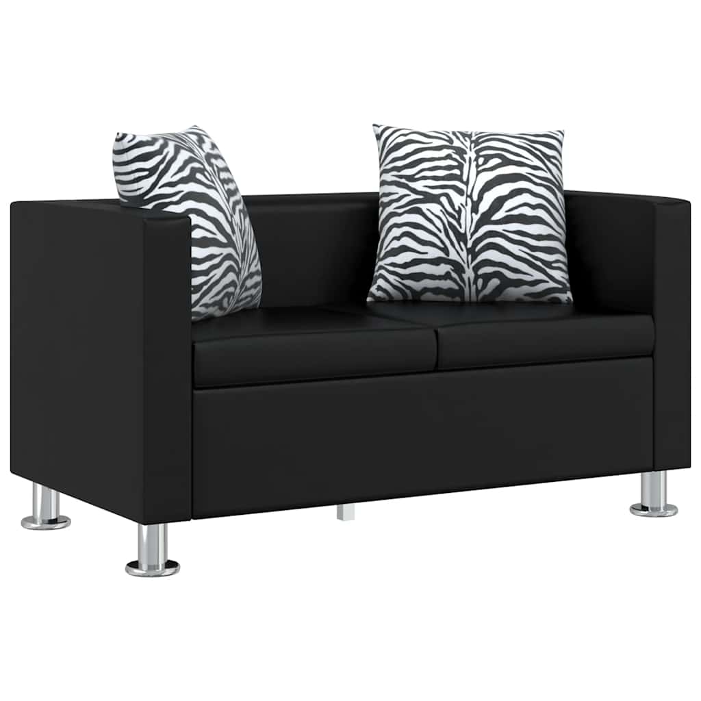 sofa 2-pers. kunstlæder sort