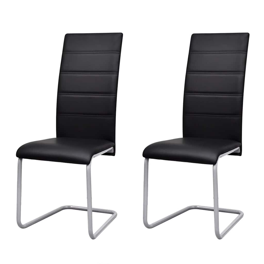 spisebordsstole 2 stk. cantilever-design kunstlæder sort