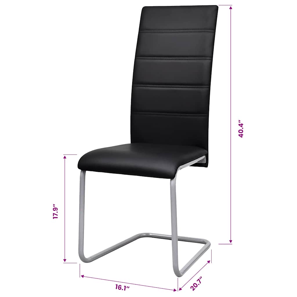 spisebordsstole 2 stk. cantilever-design kunstlæder sort