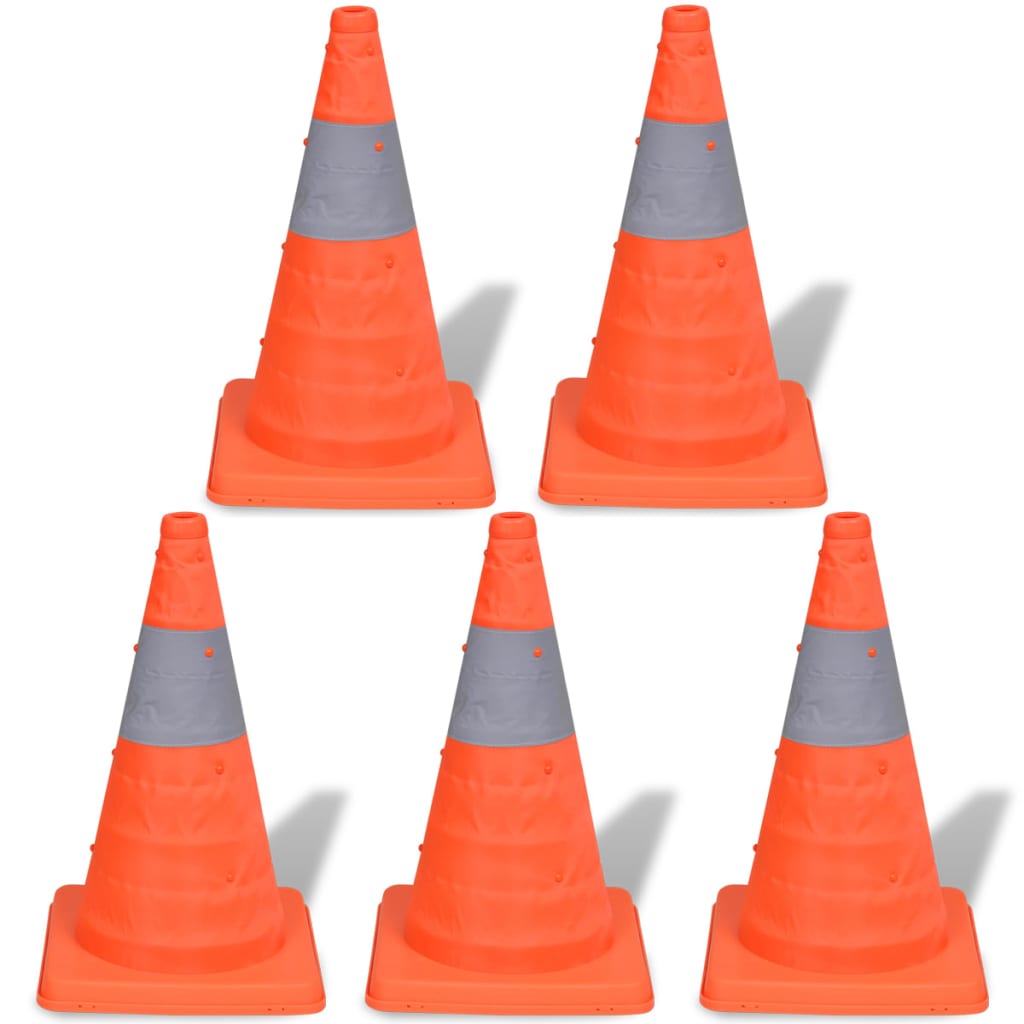 5 sammenklappelige trafikkegler 42 cm
