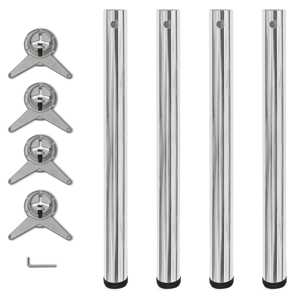 4 bordben, justerbar højde, krom, 710 mm