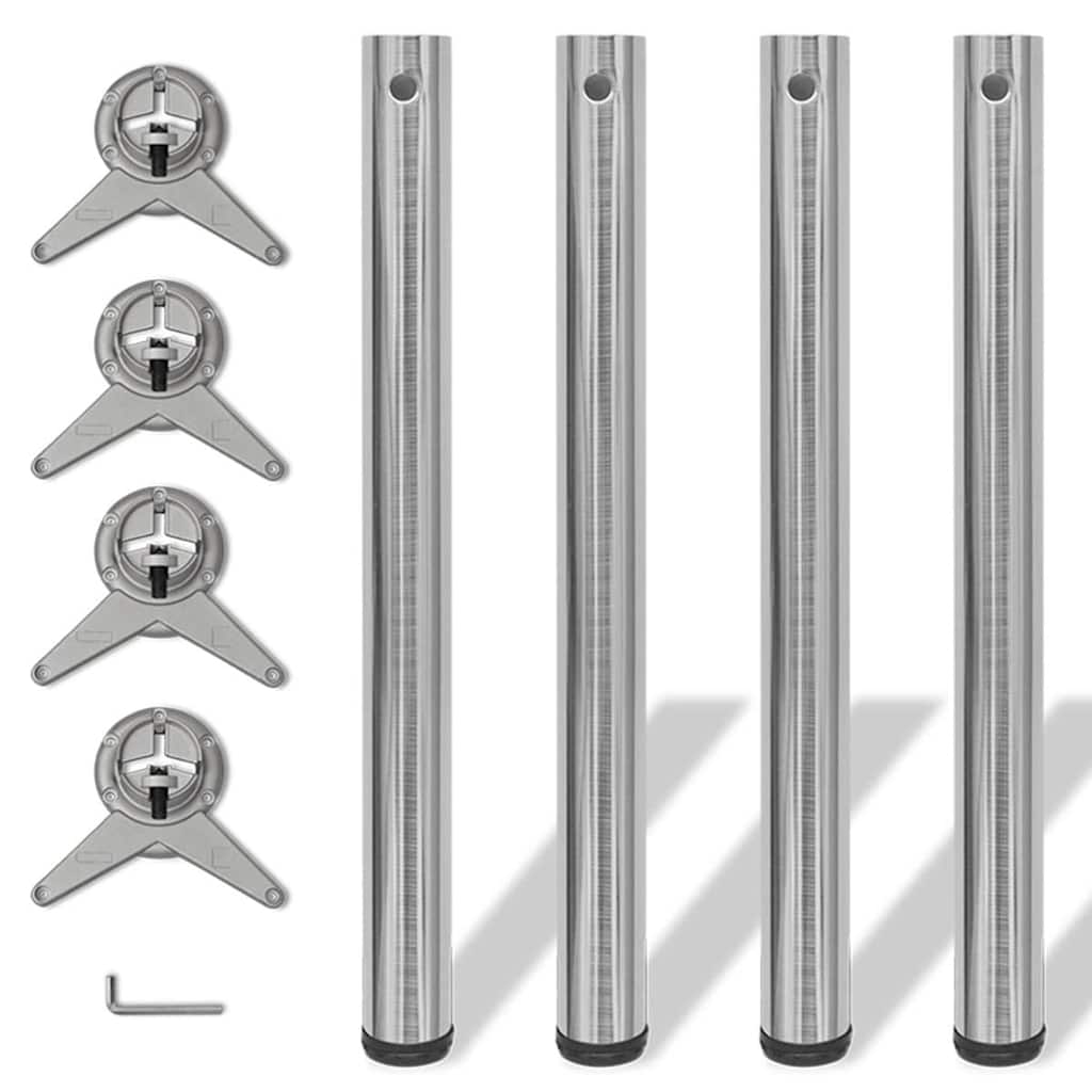 4 bordben, justerbar højde, børstet nikkel, 710 mm