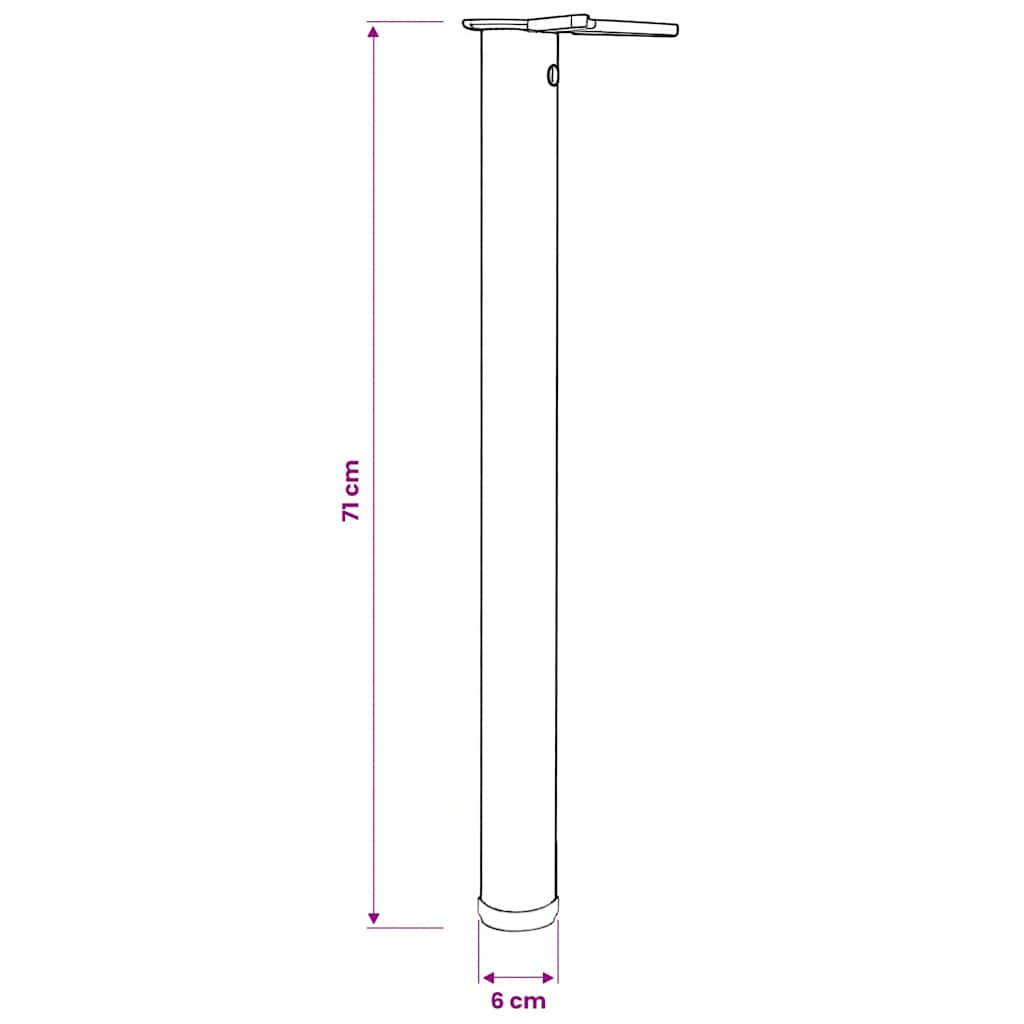 4 bordben, justerbar højde, børstet nikkel, 710 mm