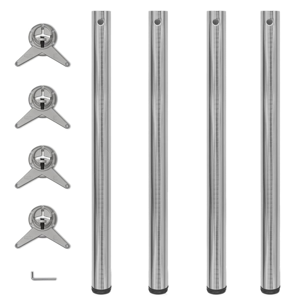 4 bordben, justerbar højde, børstet nikkel, 870 mm