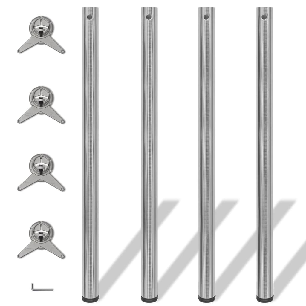4 bordben, justerbar højde, børstet nikkel, 1100 mm