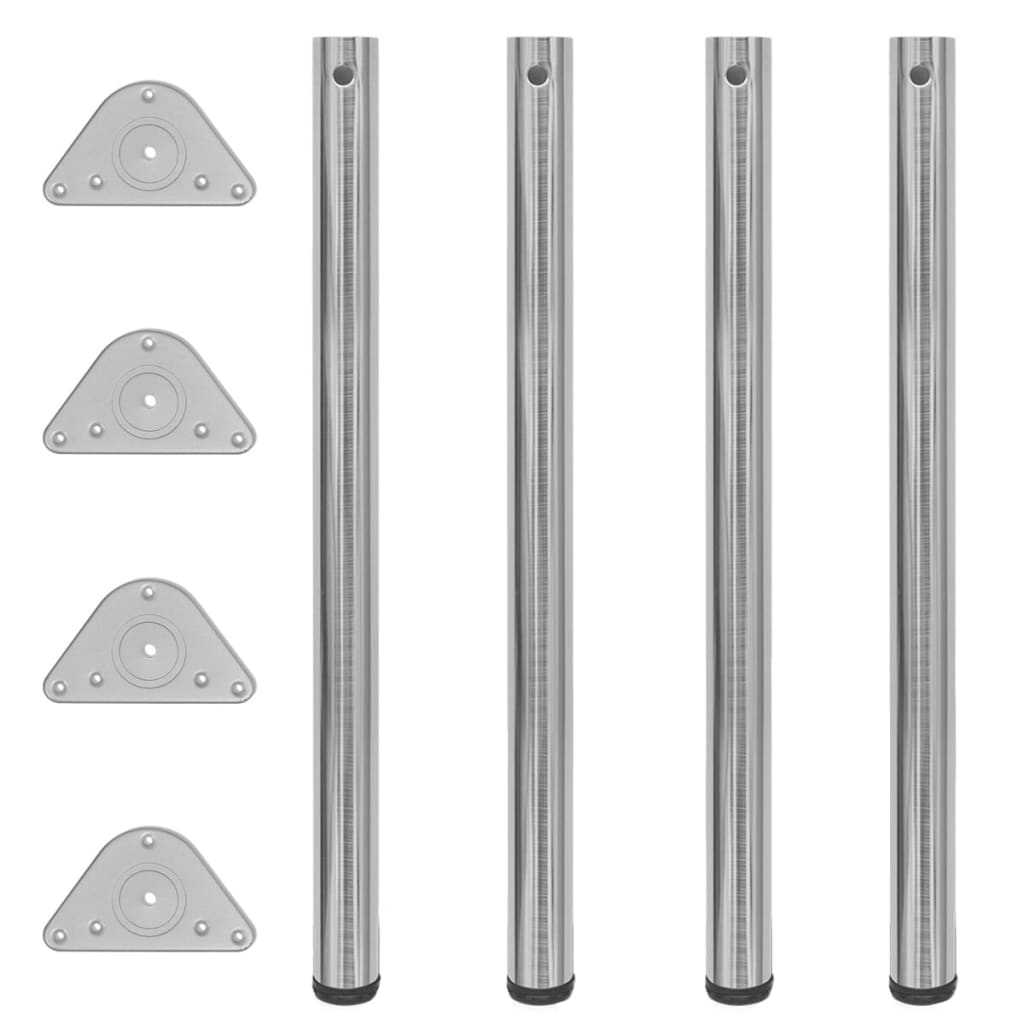 4 bordben, justerbar højde, børstet nikkel, 870 mm