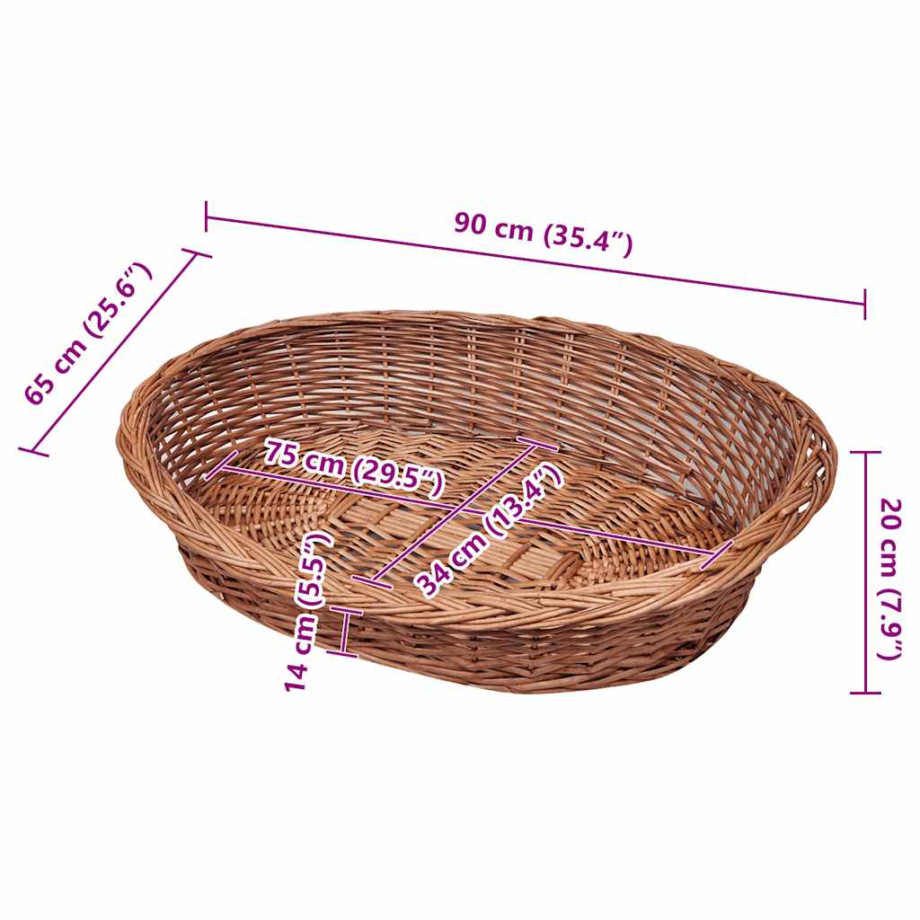 hundekurv 90 cm pileflet naturfarvet