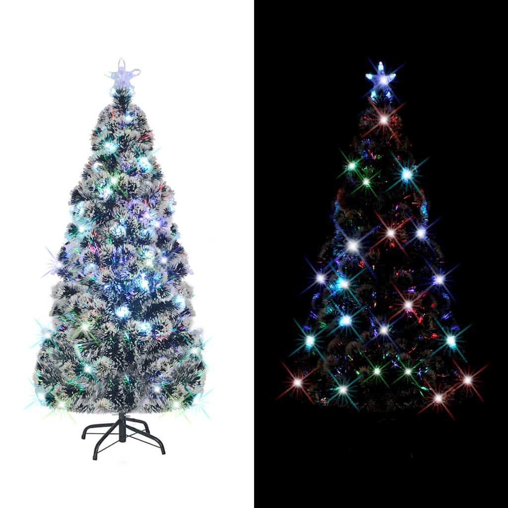 forudtændt juletræ med stativ og LED 210 cm fiberoptisk