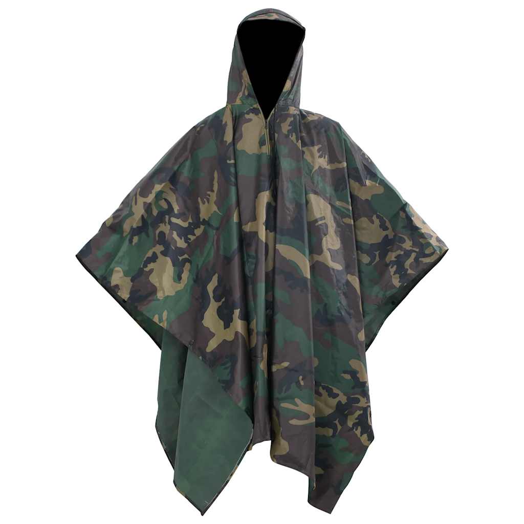Vandtæt army-regnponcho til camping/vandreture camouflage