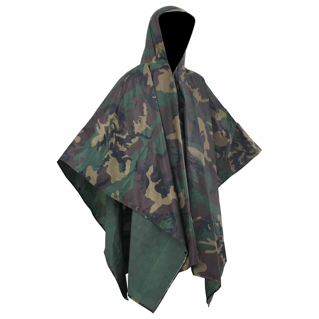 Vandtæt army-regnponcho til camping/vandreture camouflage