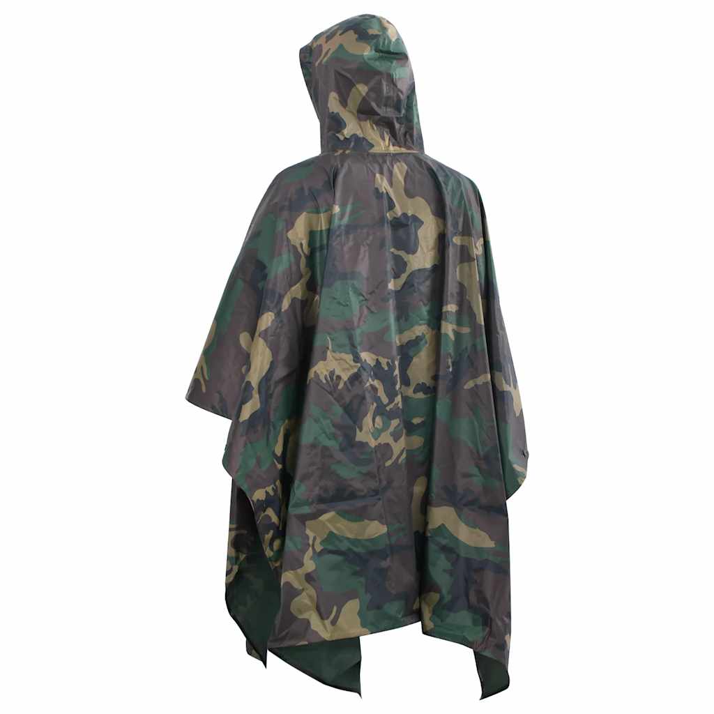 Vandtæt army-regnponcho til camping/vandreture camouflage