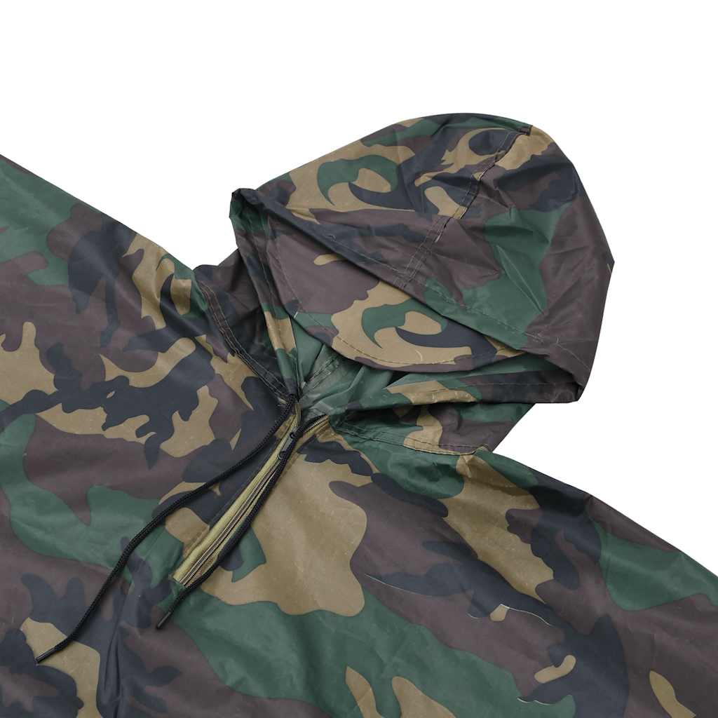 Vandtæt army-regnponcho til camping/vandreture camouflage