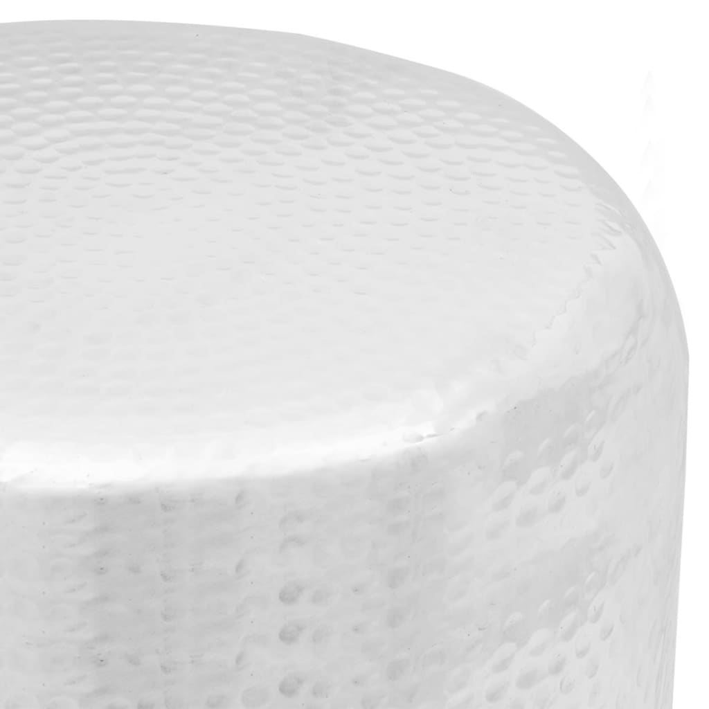 taburet/sidebord hamret aluminium sølvfarvet