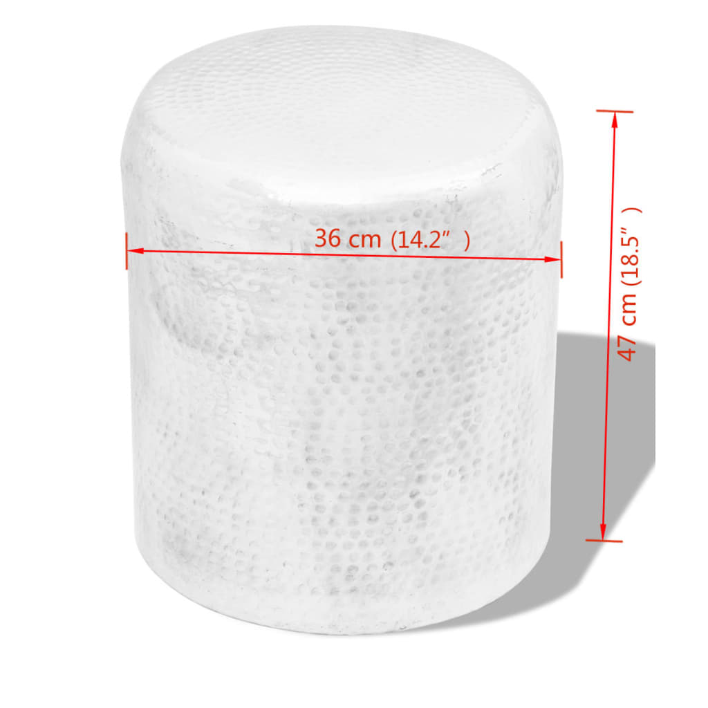 taburet/sidebord hamret aluminium sølvfarvet
