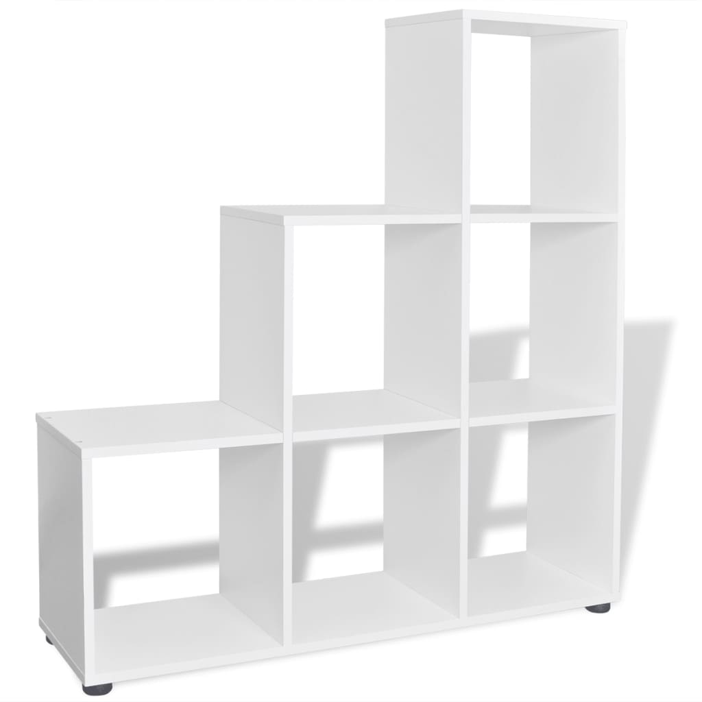 trappeformet bogreol/displayhylde 107 cm hvid