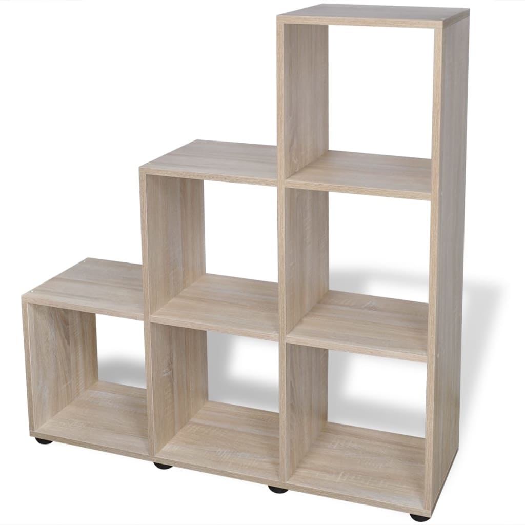 trappeformet bogreol/displayhylde 107 cm egetræsfarve