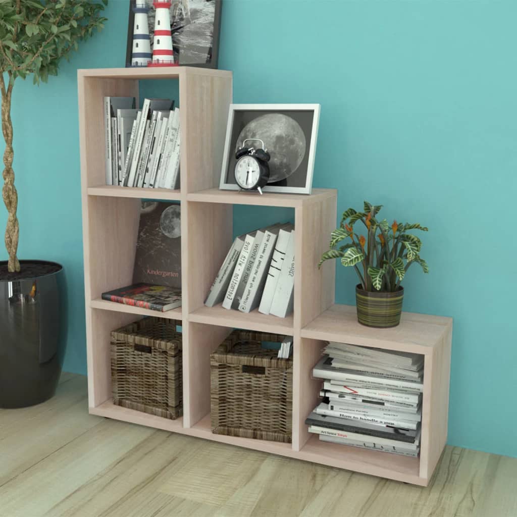 trappeformet bogreol/displayhylde 107 cm egetræsfarve