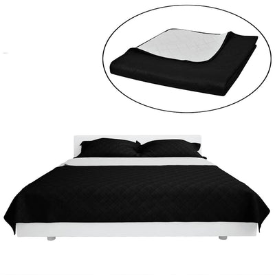 dobbeltsidet quiltet sengetæppe 220x240 cm sort/hvid