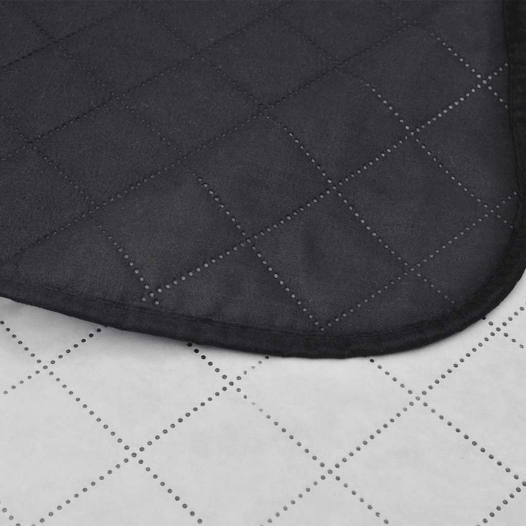 Dobbeltsided quiltet sengetæppe sort/hvid 230 x 260 cm
