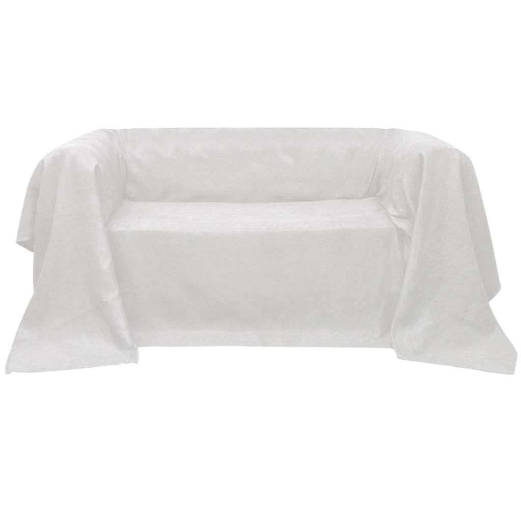 Sofaovertræk i micro-suede, cremefarvet, 210 x 280 cm